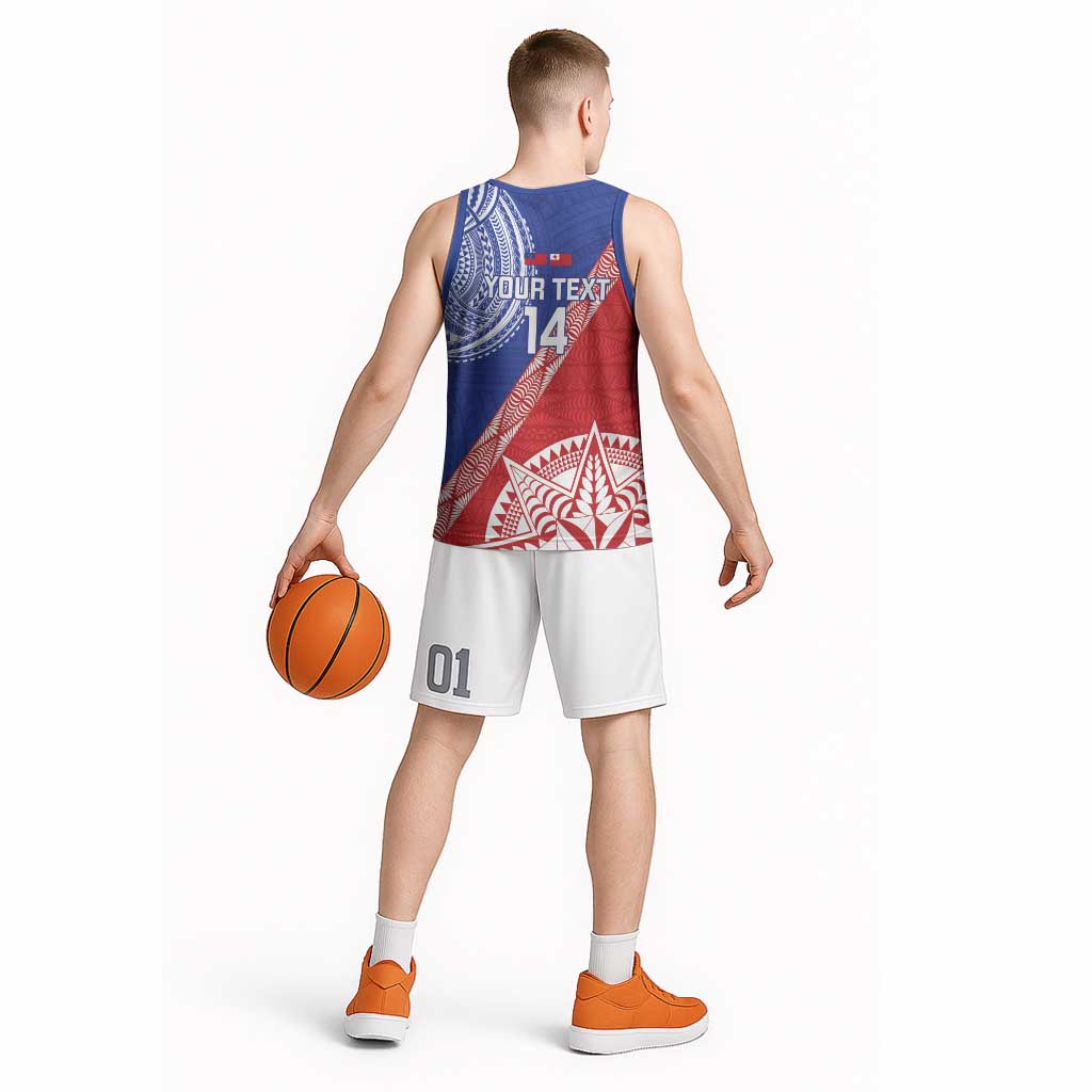 Tonga and Samoa Rugby Custom Basketball Jersey Ikale Tahi Manu Samoa Together - Polynesian Pride
