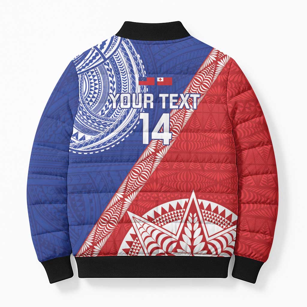 Tonga and Samoa Rugby Custom Bomber Puffer Jacket Ikale Tahi Manu Samoa Together - Polynesian Pride