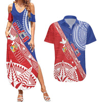 Tonga and Samoa Rugby Custom Couples Matching Summer Maxi Dress and Hawaiian Shirt Ikale Tahi Manu Samoa Together - Polynesian Pride