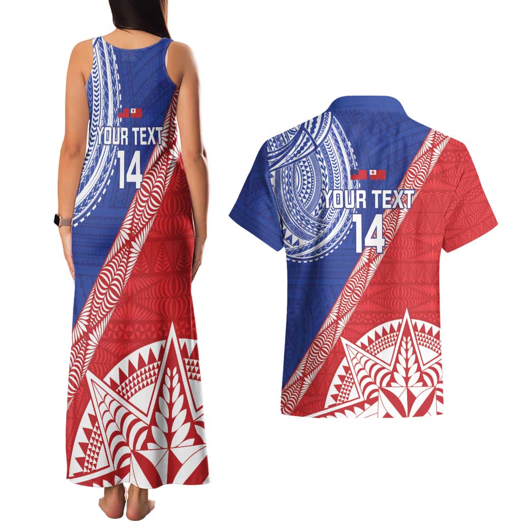 Tonga and Samoa Rugby Custom Couples Matching Tank Maxi Dress and Hawaiian Shirt Ikale Tahi Manu Samoa Together - Polynesian Pride