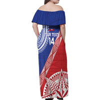 Tonga and Samoa Rugby Custom Family Matching Off Shoulder Maxi Dress and Hawaiian Shirt Ikale Tahi Manu Samoa Together LT14 - Polynesian Pride