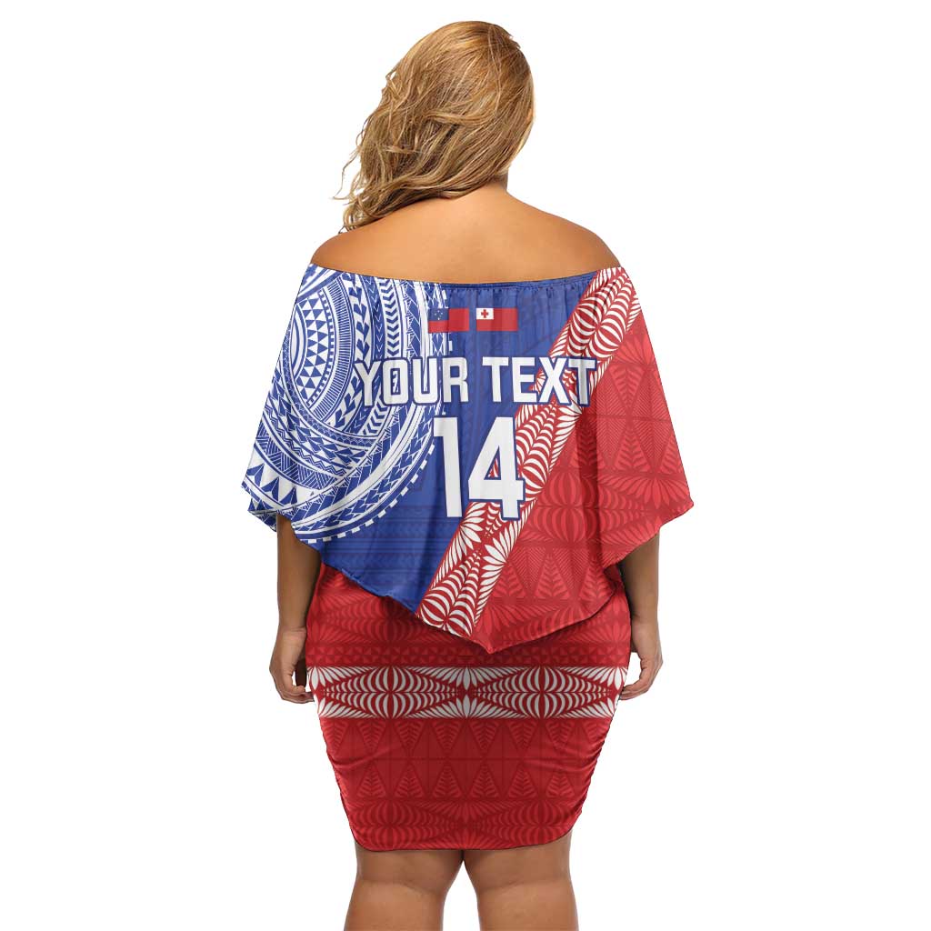 Tonga and Samoa Rugby Custom Family Matching Off Shoulder Short Dress and Hawaiian Shirt Ikale Tahi Manu Samoa Together LT14 - Polynesian Pride