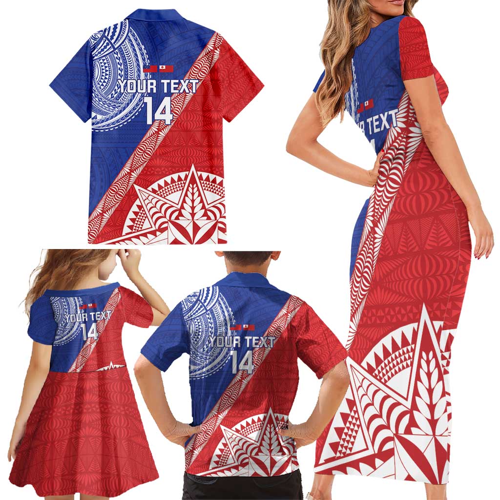 Tonga and Samoa Rugby Custom Family Matching Short Sleeve Bodycon Dress and Hawaiian Shirt Ikale Tahi Manu Samoa Together LT14 - Polynesian Pride