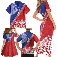 Tonga and Samoa Rugby Custom Family Matching Short Sleeve Bodycon Dress and Hawaiian Shirt Ikale Tahi Manu Samoa Together LT14 - Polynesian Pride