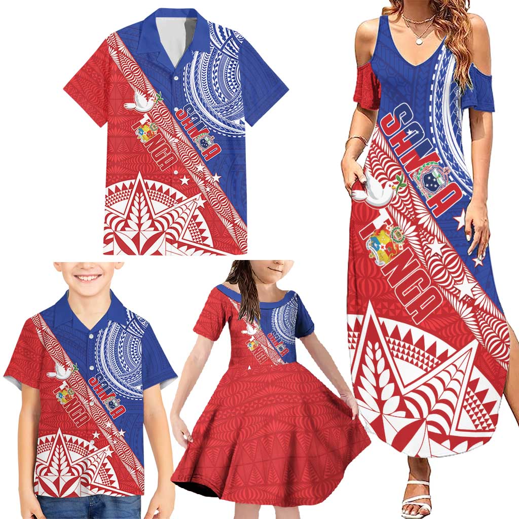 Tonga and Samoa Rugby Custom Family Matching Summer Maxi Dress and Hawaiian Shirt Ikale Tahi Manu Samoa Together LT14 - Polynesian Pride