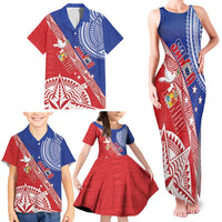 Tonga and Samoa Rugby Custom Family Matching Tank Maxi Dress and Hawaiian Shirt Ikale Tahi Manu Samoa Together LT14 - Polynesian Pride