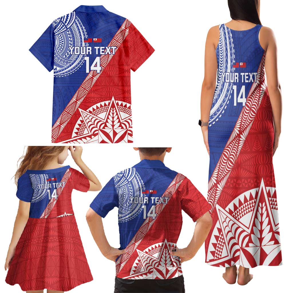 Tonga and Samoa Rugby Custom Family Matching Tank Maxi Dress and Hawaiian Shirt Ikale Tahi Manu Samoa Together LT14 - Polynesian Pride