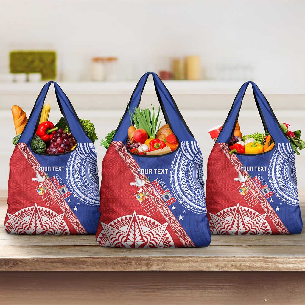 Tonga and Samoa Rugby Custom Grocery Bag Ikale Tahi Manu Samoa Together - Polynesian Pride