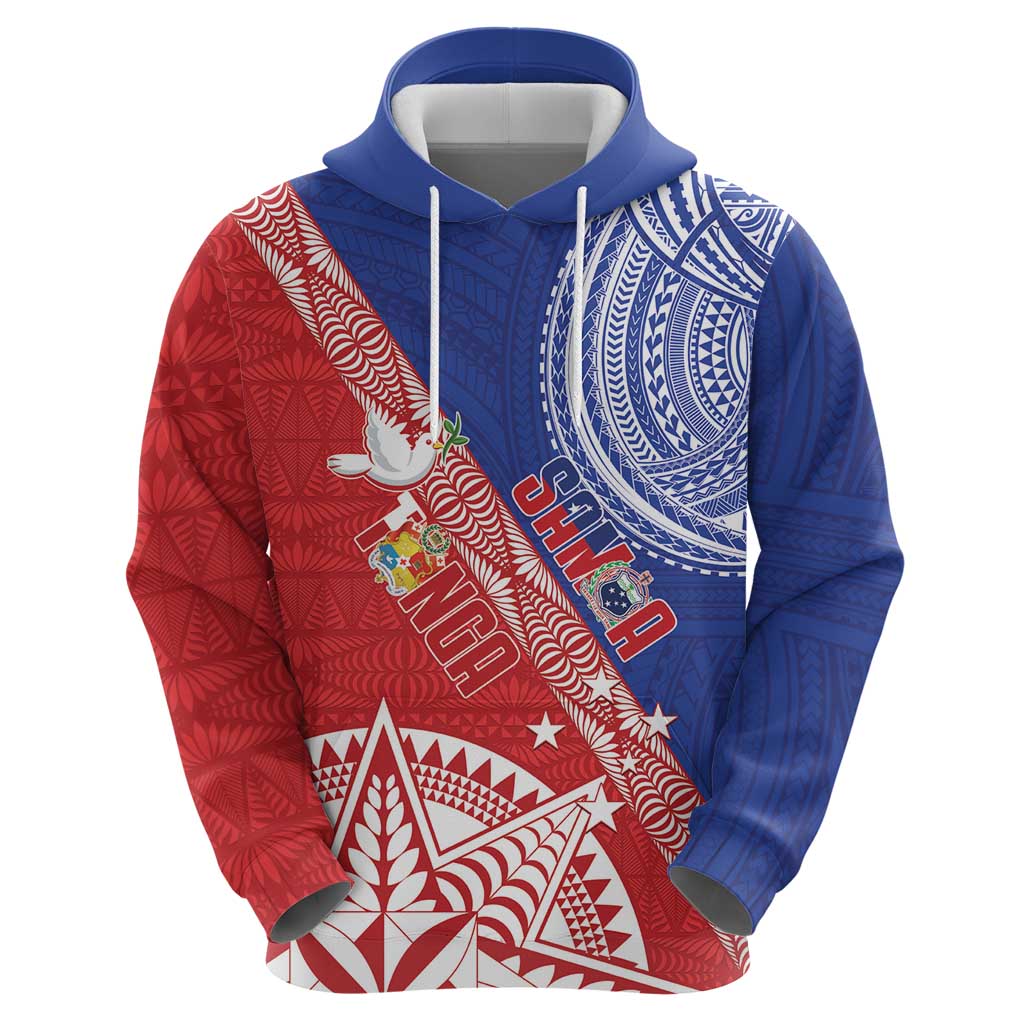 Tonga and Samoa Rugby Custom Hoodie Ikale Tahi Manu Samoa Together - Polynesian Pride
