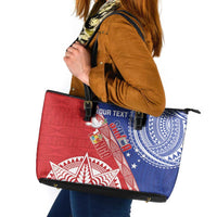 Tonga and Samoa Rugby Custom Leather Tote Bag Ikale Tahi Manu Samoa Together LT14 Red - Polynesian Pride
