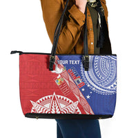 Tonga and Samoa Rugby Custom Leather Tote Bag Ikale Tahi Manu Samoa Together LT14 - Polynesian Pride