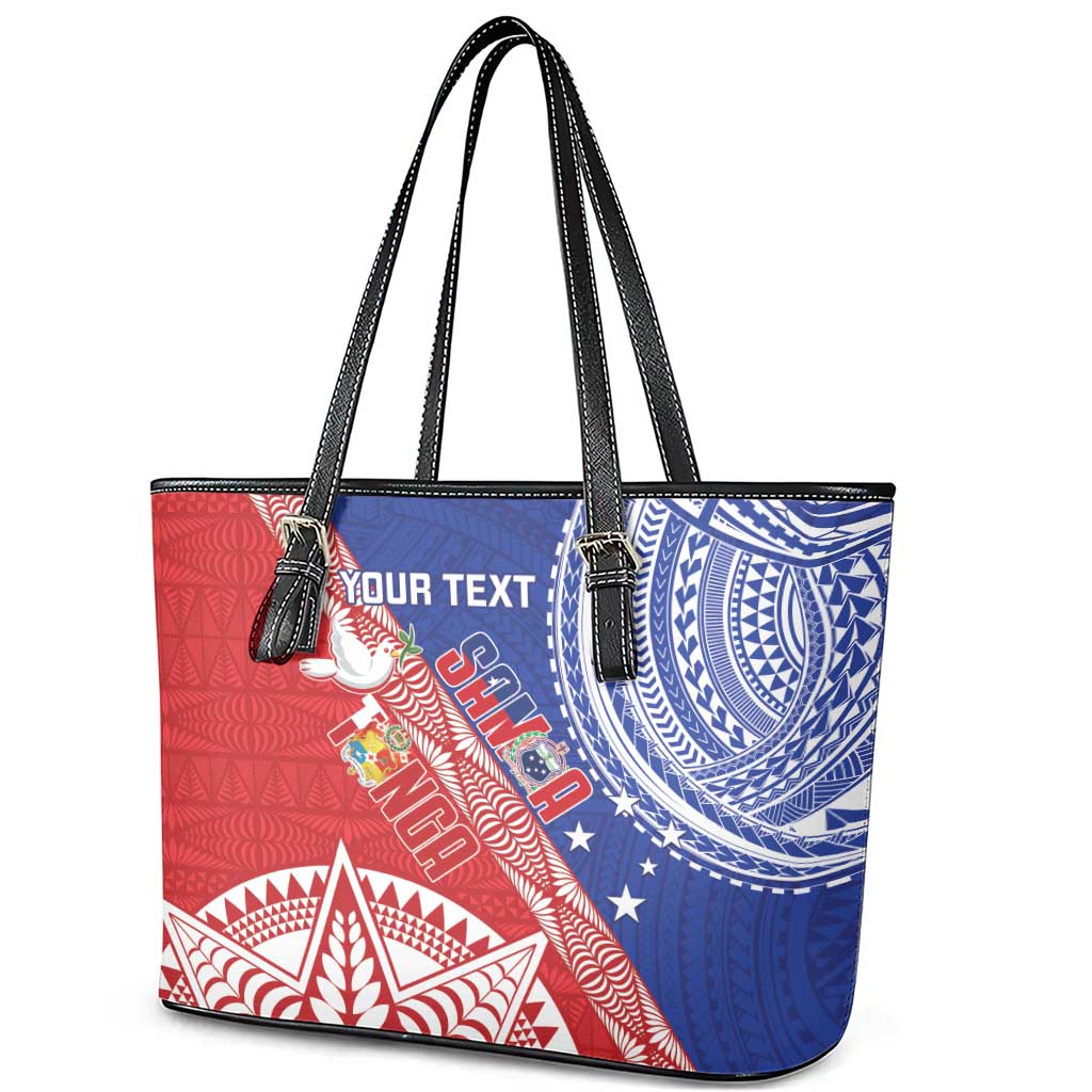 Tonga and Samoa Rugby Custom Leather Tote Bag Ikale Tahi Manu Samoa Together LT14 - Polynesian Pride