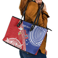 Tonga and Samoa Rugby Custom Leather Tote Bag Ikale Tahi Manu Samoa Together LT14 - Polynesian Pride