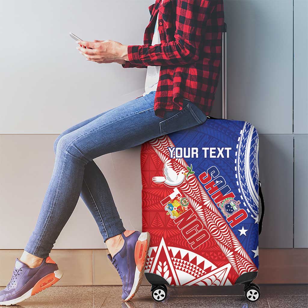 Tonga and Samoa Rugby Custom Luggage Cover Ikale Tahi Manu Samoa Together - Polynesian Pride