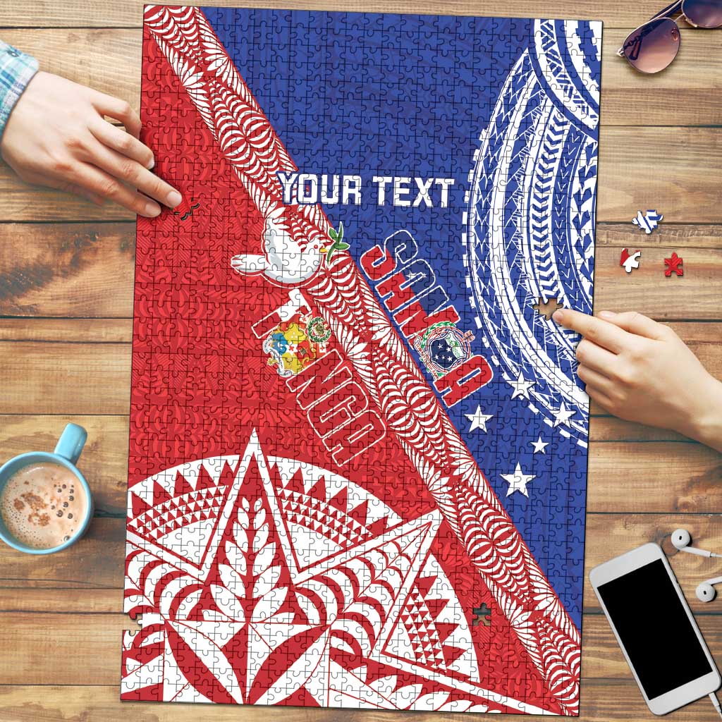 Tonga and Samoa Rugby Custom Puzzle Ikale Tahi Manu Samoa Together - Polynesian Pride