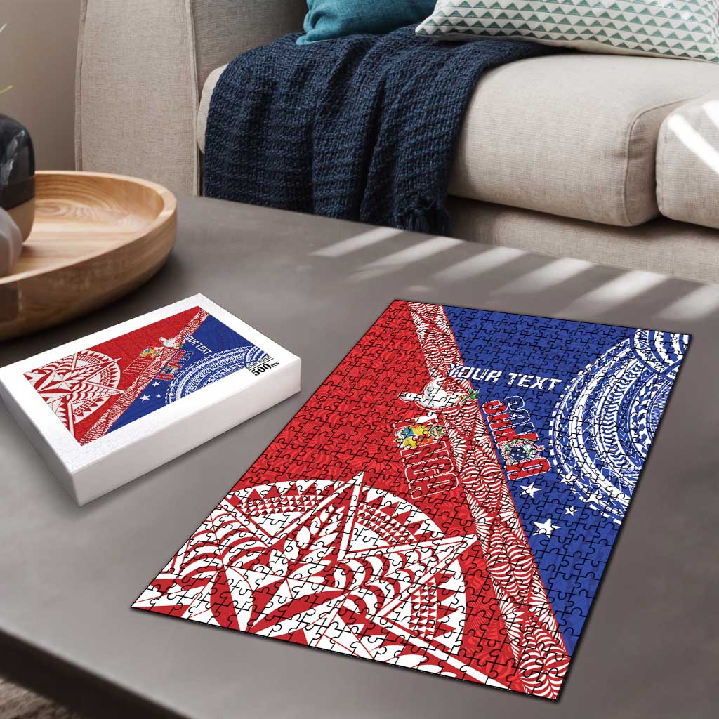 Tonga and Samoa Rugby Custom Puzzle Ikale Tahi Manu Samoa Together - Polynesian Pride