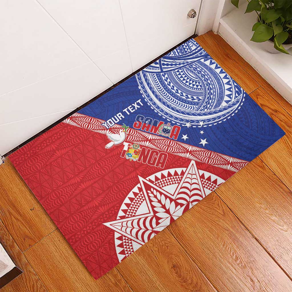 Tonga and Samoa Rugby Custom Rubber Doormat Ikale Tahi Manu Samoa Together - Polynesian Pride