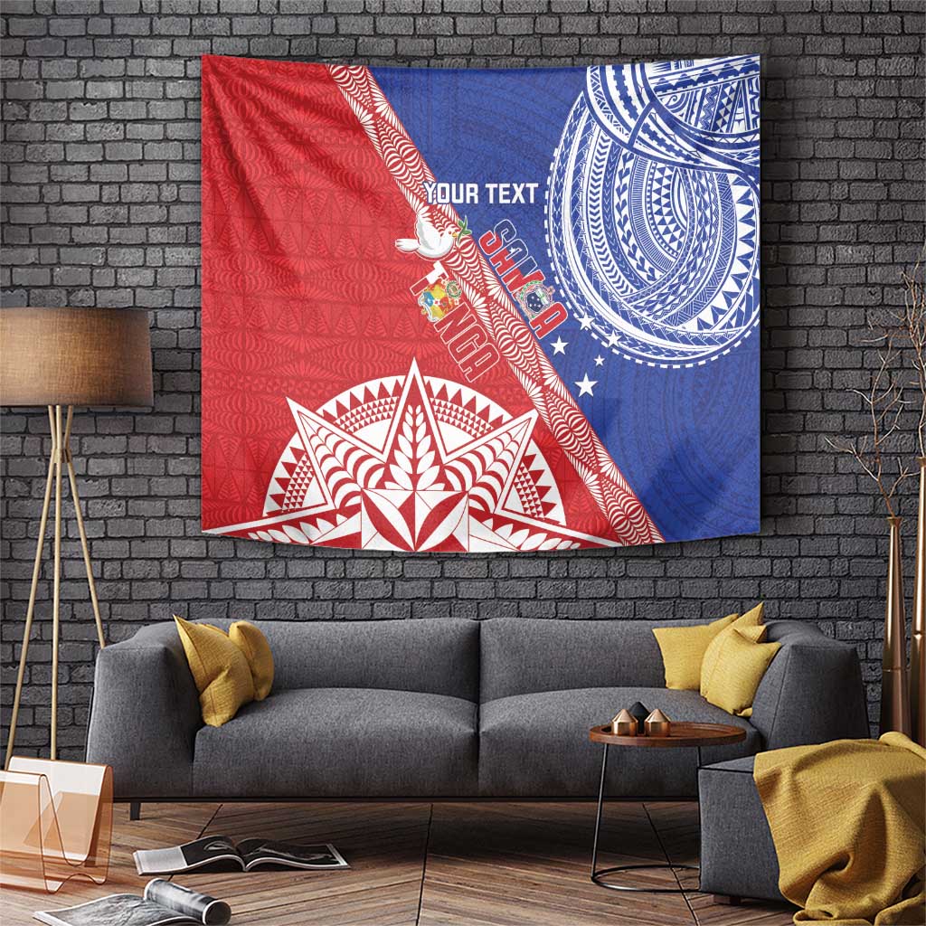 Tonga and Samoa Rugby Custom Tapestry Ikale Tahi Manu Samoa Together - Polynesian Pride