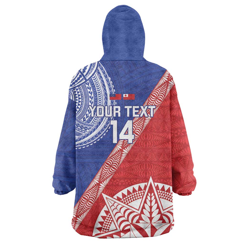 Tonga and Samoa Rugby Custom Wearable Blanket Hoodie Ikale Tahi Manu Samoa Together - Polynesian Pride