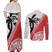 Fiji and Tonga Rugby Custom Couples Matching Off Shoulder Maxi Dress and Long Sleeve Button Shirt Flying Fijians Ikale Tahi Together Pacific LT14 - Polynesian Pride