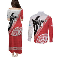 Fiji and Tonga Rugby Custom Couples Matching Puletasi and Long Sleeve Button Shirt Flying Fijians Ikale Tahi Together Pacific LT14 - Polynesian Pride