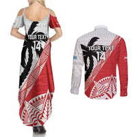 Fiji and Tonga Rugby Custom Couples Matching Summer Maxi Dress and Long Sleeve Button Shirt Flying Fijians Ikale Tahi Together Pacific LT14 - Polynesian Pride