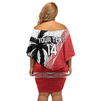 Fiji and Tonga Rugby Custom Family Matching Off Shoulder Short Dress and Hawaiian Shirt Flying Fijians Ikale Tahi Together Pacific LT14 - Polynesian Pride