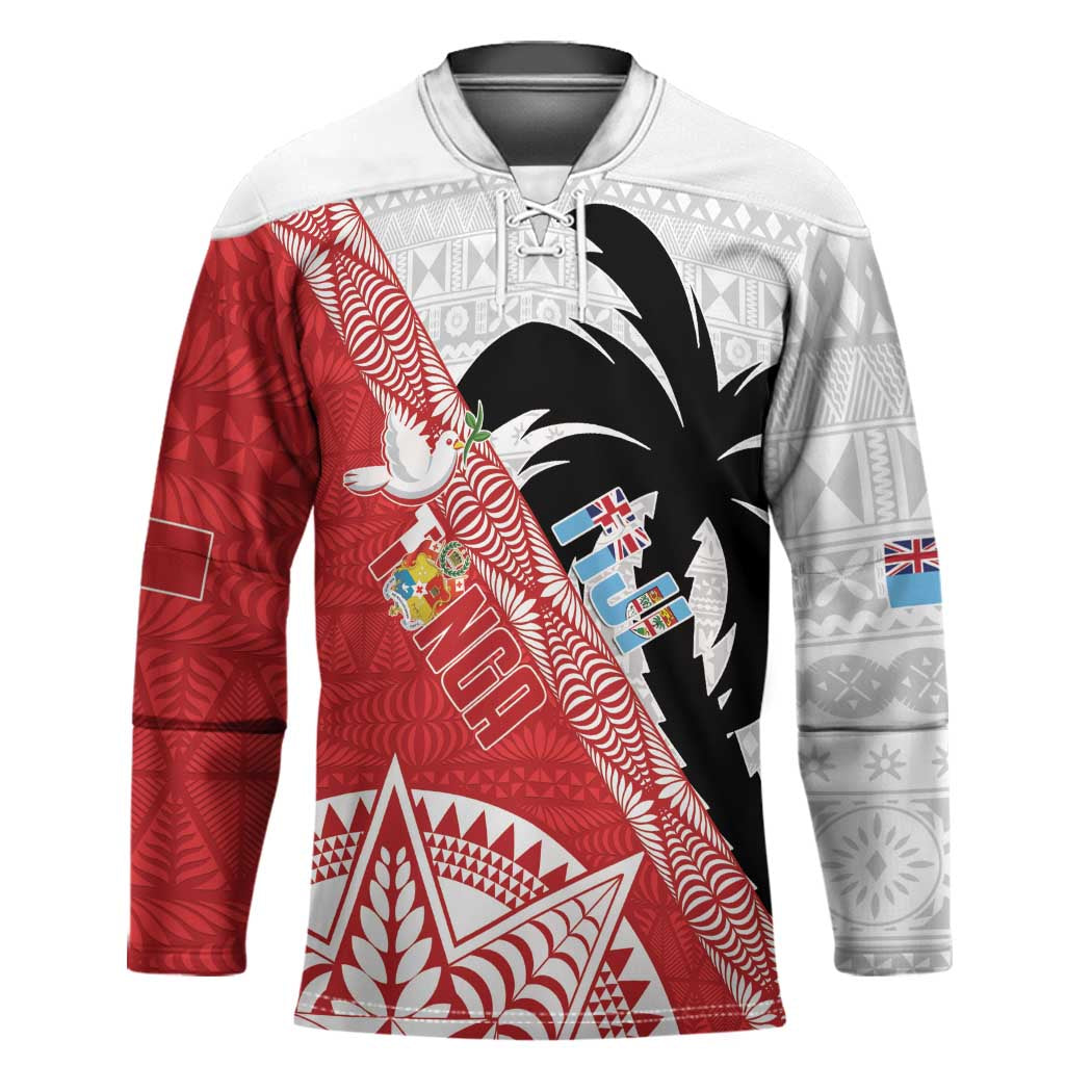 Fiji and Tonga Rugby Custom Hockey Jersey Flying Fijians Ikale Tahi Together Pacific - Polynesian Pride