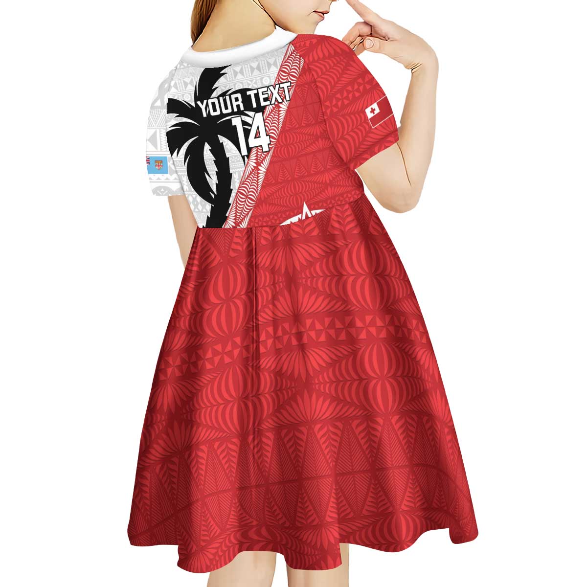 Fiji and Tonga Rugby Custom Kid Short Sleeve Dress Flying Fijians Ikale Tahi Together Pacific LT14 - Polynesian Pride