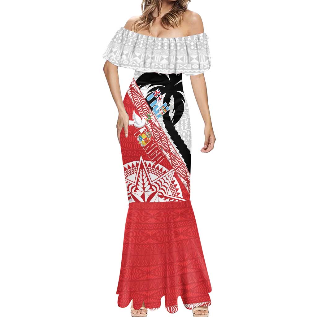 Fiji and Tonga Rugby Custom Mermaid Dress Flying Fijians Ikale Tahi Together Pacific LT14 - Polynesian Pride