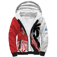 Fiji and Tonga Rugby Custom Sherpa Hoodie Flying Fijians Ikale Tahi Together Pacific LT14 Unisex Red - Polynesian Pride