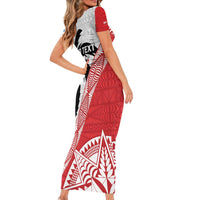Fiji and Tonga Rugby Custom Short Sleeve Bodycon Dress Flying Fijians Ikale Tahi Together Pacific LT14 - Polynesian Pride
