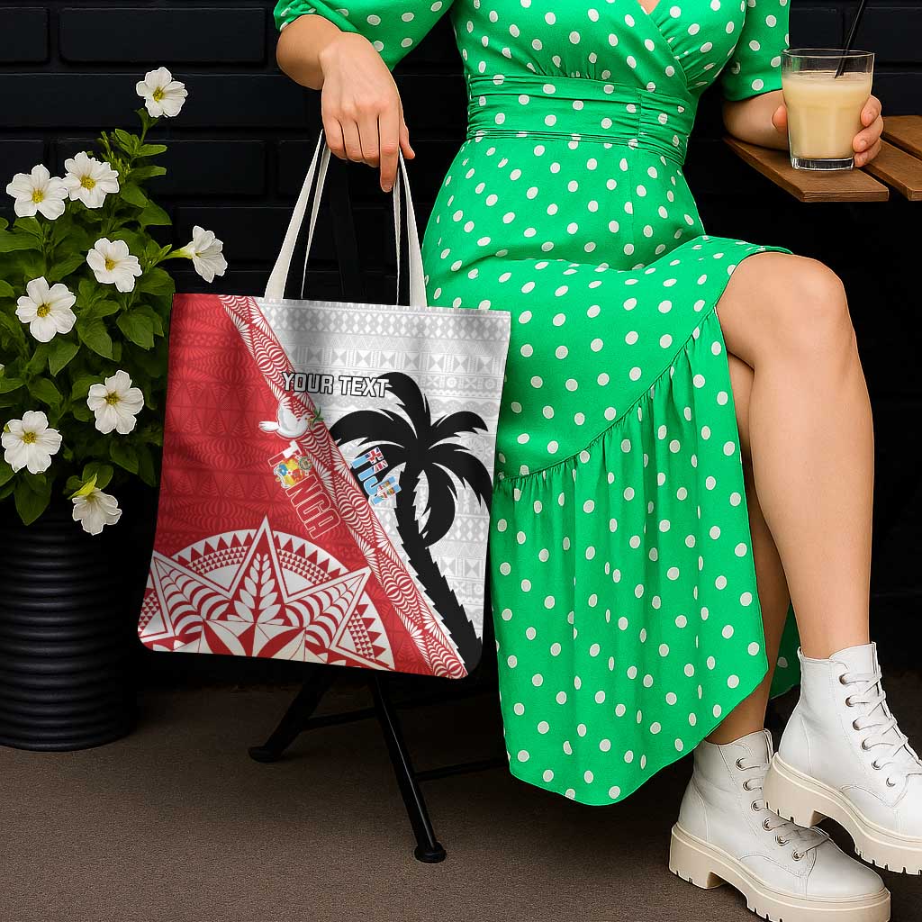 Fiji and Tonga Rugby Custom Tote Bag Flying Fijians Ikale Tahi Together Pacific - Polynesian Pride