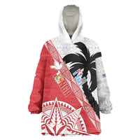 Fiji and Tonga Rugby Custom Wearable Blanket Hoodie Flying Fijians Ikale Tahi Together Pacific LT14 One Size Red - Polynesian Pride