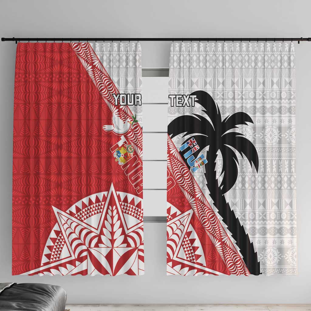 Fiji and Tonga Rugby Custom Window Curtain Flying Fijians Ikale Tahi Together Pacific - Polynesian Pride