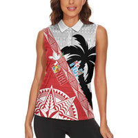 Fiji and Tonga Rugby Custom Women Sleeveless Polo Shirt Flying Fijians Ikale Tahi Together Pacific LT14 - Polynesian Pride