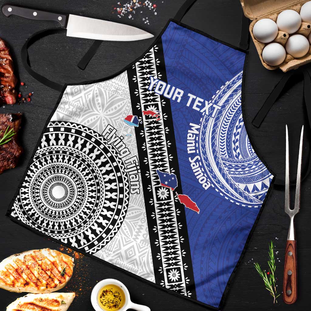 Fiji an Samoa Rugby Custom Apron Flying Fijians Manu Samoa Together Pacific LT14 Blue - Polynesian Pride
