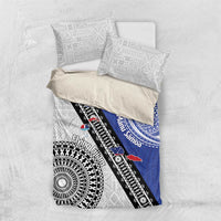 Fiji an Samoa Rugby Custom Bedding Set Flying Fijians Manu Samoa Together Pacific LT14 US Twin 172cm x 218cm Blue - Polynesian Pride