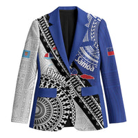 Fiji an Samoa Rugby Custom Blazer Flying Fijians Manu Samoa Together Pacific LT14 Unisex Blue - Polynesian Pride