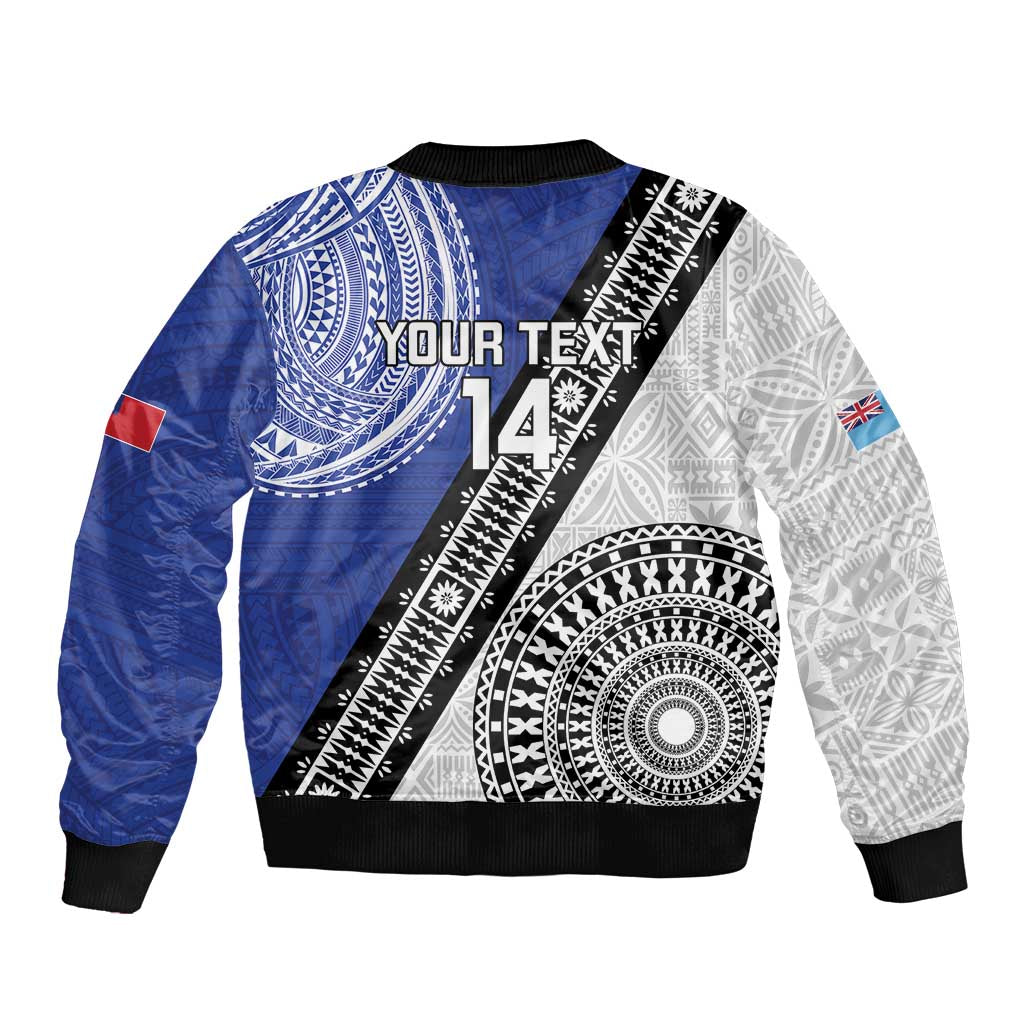 Fiji an Samoa Rugby Custom Bomber Jacket Flying Fijians Manu Samoa Together Pacific LT14 - Polynesian Pride