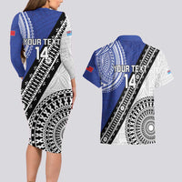 Fiji an Samoa Rugby Custom Couples Matching Long Sleeve Bodycon Dress and Hawaiian Shirt Flying Fijians Manu Samoa Together Pacific LT14 - Polynesian Pride