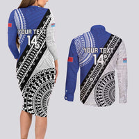 Fiji an Samoa Rugby Custom Couples Matching Long Sleeve Bodycon Dress and Long Sleeve Button Shirt Flying Fijians Manu Samoa Together Pacific LT14 - Polynesian Pride