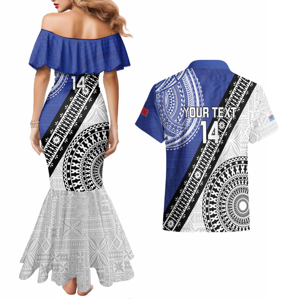Fiji an Samoa Rugby Custom Couples Matching Mermaid Dress and Hawaiian Shirt Flying Fijians Manu Samoa Together Pacific LT14 - Polynesian Pride