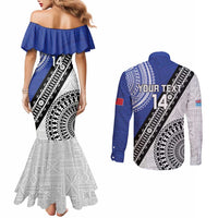 Fiji an Samoa Rugby Custom Couples Matching Mermaid Dress and Long Sleeve Button Shirt Flying Fijians Manu Samoa Together Pacific LT14 - Polynesian Pride