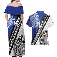 Fiji an Samoa Rugby Custom Couples Matching Off Shoulder Maxi Dress and Hawaiian Shirt Flying Fijians Manu Samoa Together Pacific LT14 - Polynesian Pride