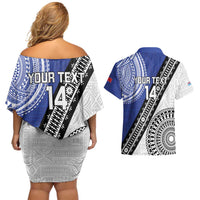 Fiji an Samoa Rugby Custom Couples Matching Off Shoulder Short Dress and Hawaiian Shirt Flying Fijians Manu Samoa Together Pacific LT14 - Polynesian Pride