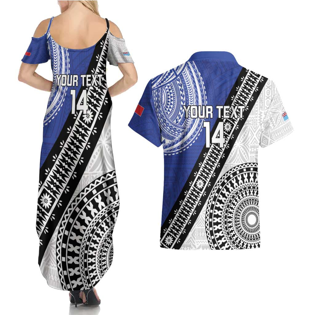 Fiji an Samoa Rugby Custom Couples Matching Summer Maxi Dress and Hawaiian Shirt Flying Fijians Manu Samoa Together Pacific LT14 - Polynesian Pride