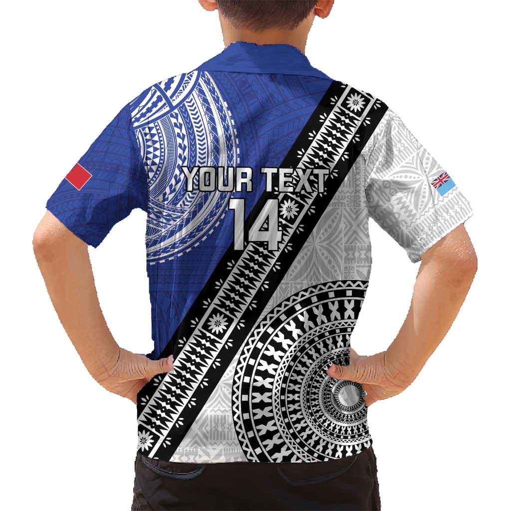 Fiji an Samoa Rugby Custom Family Matching Long Sleeve Bodycon Dress and Hawaiian Shirt Flying Fijians Manu Samoa Together Pacific LT14 - Polynesian Pride