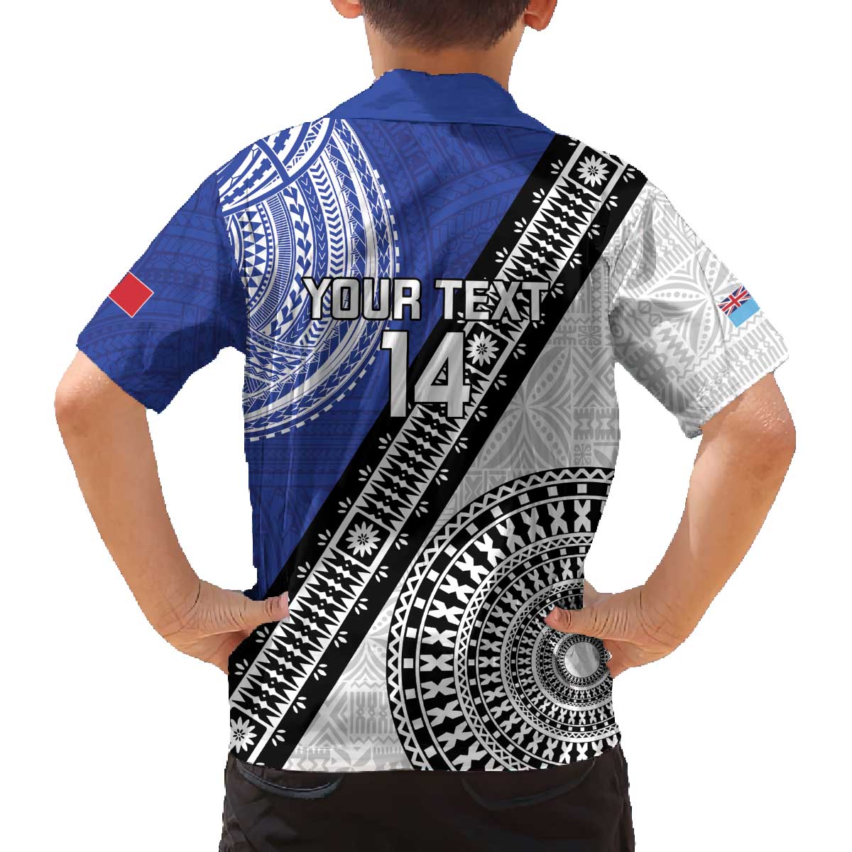 Fiji an Samoa Rugby Custom Family Matching Off The Shoulder Long Sleeve Dress and Hawaiian Shirt Flying Fijians Manu Samoa Together Pacific LT14 - Polynesian Pride