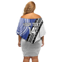 Fiji an Samoa Rugby Custom Family Matching Off Shoulder Short Dress and Hawaiian Shirt Flying Fijians Manu Samoa Together Pacific LT14 - Polynesian Pride